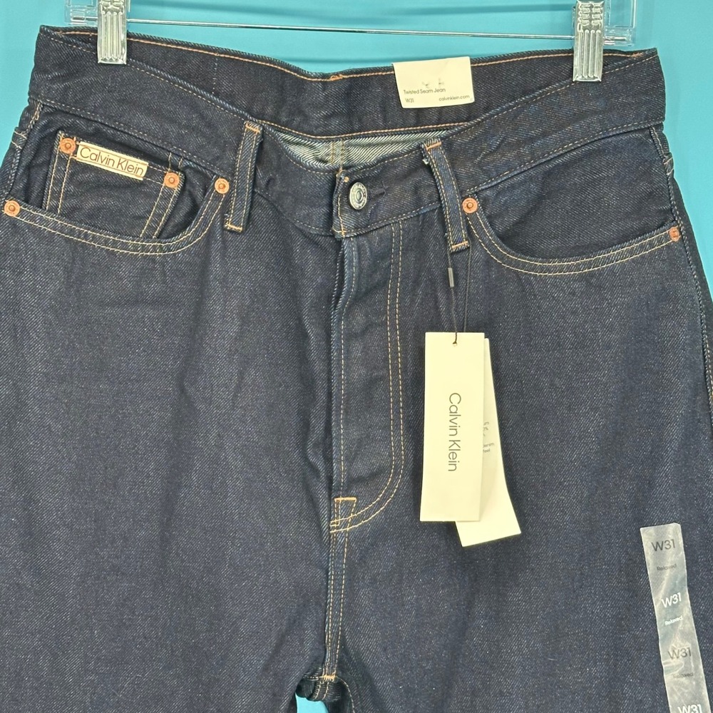 Calvin Klein Jeans Twisted Seam Jean W31 Dark Indigo Organic Cotton Selvedge NEW - Picture 3 of 16